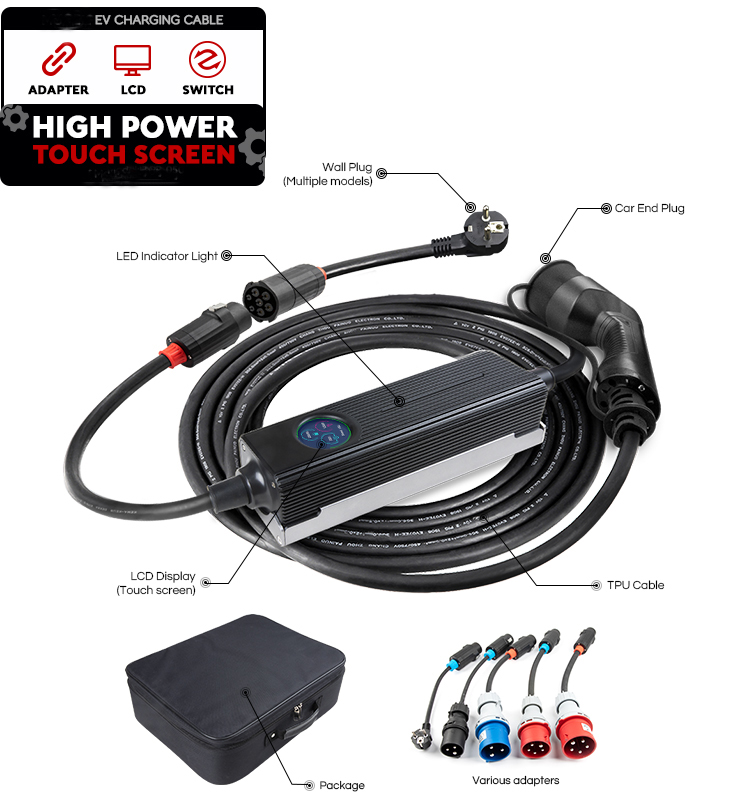 Portable EV Charger with Touch Screen